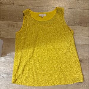 LOFT Bright Yellow Blouse with Black Pattern